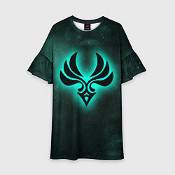 Платье клеш для девочки АНЕМО элемент Genshin Impact, цвет: 3D-принт