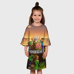 Платье клеш для девочки Михаил Minecraft, цвет: 3D-принт — фото 2