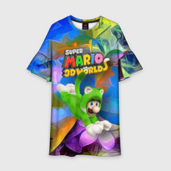 Платье клеш для девочки Luigi cat - Super Mario 3D World - Nintendo, цвет: 3D-принт