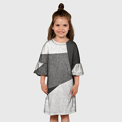 Платье клеш для девочки Белые и серые полосы на поверхности с блёстками, цвет: 3D-принт — фото 2