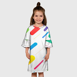 Платье клеш для девочки Разноцветные круги и полосы, цвет: 3D-принт — фото 2