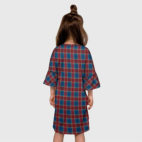 Детское платье Красно синий клетчатый узор Шотландка / 3D-принт – фото 4