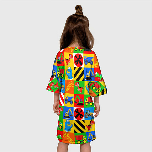 Детское платье Машинки и динозаврики в кубиках / 3D-принт – фото 4