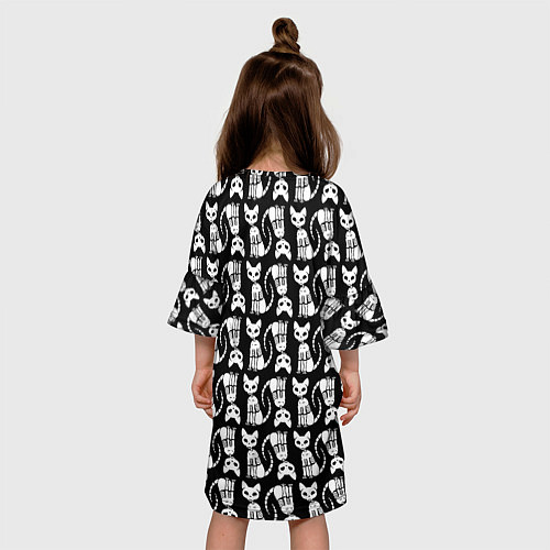 Детское платье Скелет кошки - Halloween pattern / 3D-принт – фото 4