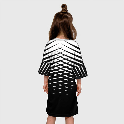 Детское платье Черно-белая симметричная сетка из треугольников / 3D-принт – фото 4