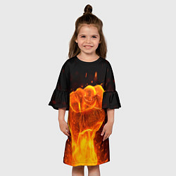 Платье клеш для девочки Кулак в огне, цвет: 3D-принт — фото 2