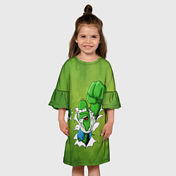 Платье клеш для девочки Гомер Симпсон разрывает ткань на одежде, цвет: 3D-принт — фото 2