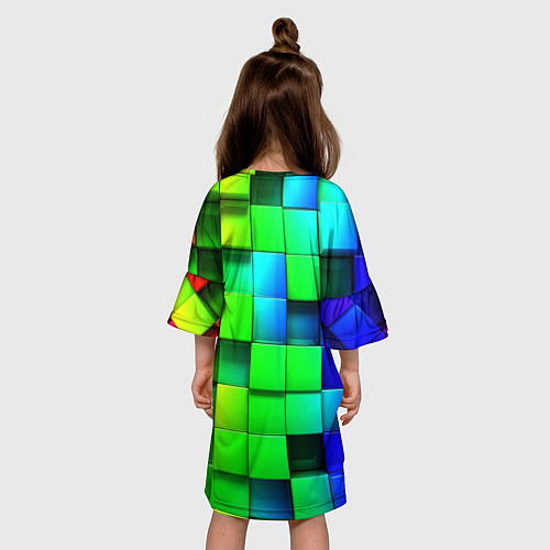 Детское платье Цветные неоновые кубы / 3D-принт – фото 4
