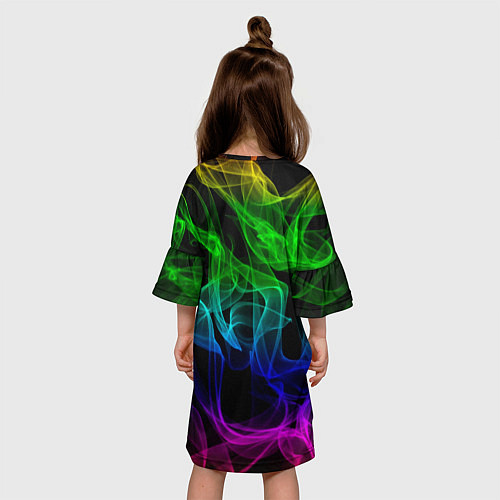 Детское платье Разноцветный неоновый дым / 3D-принт – фото 4