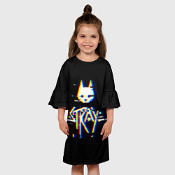 Платье клеш для девочки Stray glitch logo, цвет: 3D-принт — фото 2