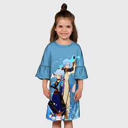 Платье клеш для девочки Камисато Аяка и Аято, цвет: 3D-принт — фото 2