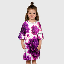 Платье клеш для девочки Яркие цветочные бутоны, цвет: 3D-принт — фото 2