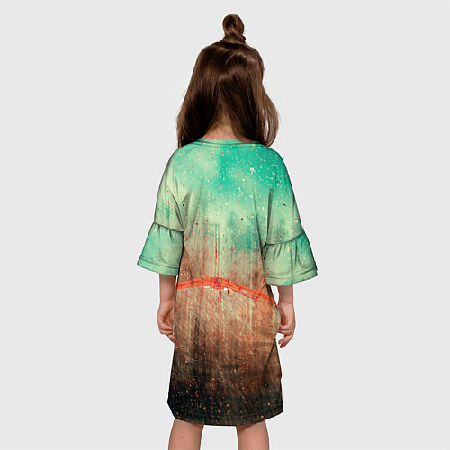 Детское платье Светло-зелёное небо, деревья и множество красок / 3D-принт – фото 4
