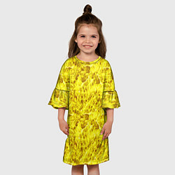 Платье клеш для девочки Жёлтый лёд - текстура, цвет: 3D-принт — фото 2