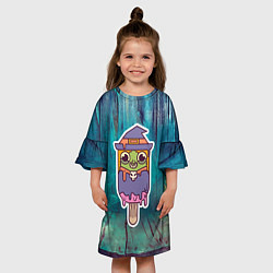 Платье клеш для девочки Ведьма - мороженое, цвет: 3D-принт — фото 2