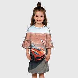 Платье клеш для девочки Chevrolet Corvette - Motorsport - Desert, цвет: 3D-принт — фото 2