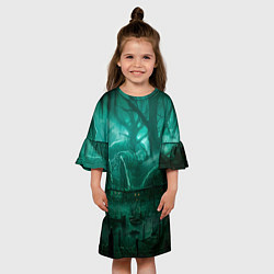 Платье клеш для девочки Причал у болота, цвет: 3D-принт — фото 2