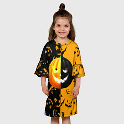 Платье клеш для девочки Тыква на Хэллоуин, цвет: 3D-принт — фото 2