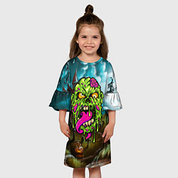 Платье клеш для девочки Монстр - лизун, цвет: 3D-принт — фото 2