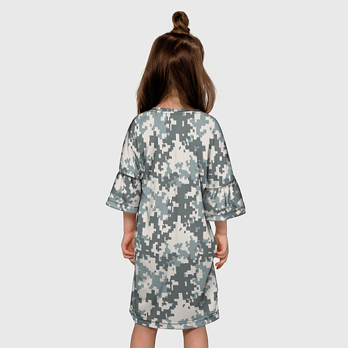 Детское платье Камуфляж серый пиксель / 3D-принт – фото 4