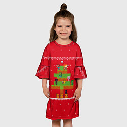Платье клеш для девочки Майнкрафт : Новогодний свитер, цвет: 3D-принт — фото 2