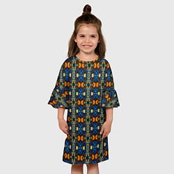 Платье клеш для девочки Витражи - ромбики, цвет: 3D-принт — фото 2