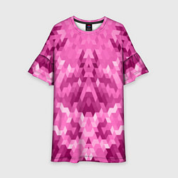 Платье клеш для девочки Яркий малиново-розовый геометрический узор, цвет: 3D-принт