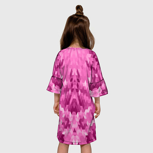 Детское платье Яркий малиново-розовый геометрический узор / 3D-принт – фото 4