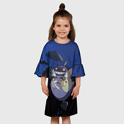 Платье клеш для девочки Night flight Totoro, цвет: 3D-принт — фото 2