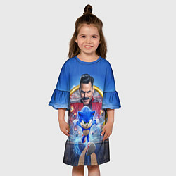 Платье клеш для девочки Соник и доктор Эггман, цвет: 3D-принт — фото 2