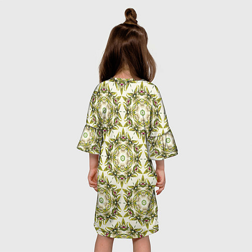 Детское платье Цветы абстрактные зелёные / 3D-принт – фото 4