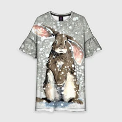 Платье клеш для девочки Кролик Снежок Милый, цвет: 3D-принт