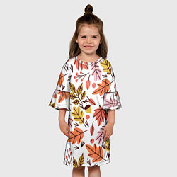 Платье клеш для девочки Осенний паттерн - листья, цвет: 3D-принт — фото 2