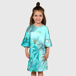 Платье клеш для девочки Нежный цветочный smile, цвет: 3D-принт — фото 2