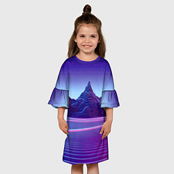 Платье клеш для девочки Neon mountains - Vaporwave, цвет: 3D-принт — фото 2