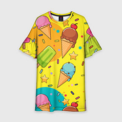Платье клеш для девочки Мороженое Ice cream, цвет: 3D-принт