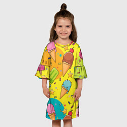 Платье клеш для девочки Мороженое Ice cream, цвет: 3D-принт — фото 2