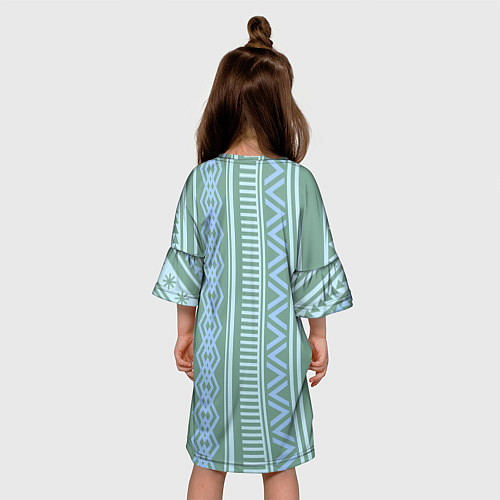 Детское платье Зелёные и синие абстрактные узоры / 3D-принт – фото 4
