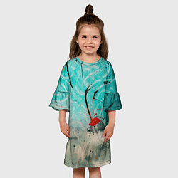 Платье клеш для девочки Абстрактные песок и небо с красками, цвет: 3D-принт — фото 2