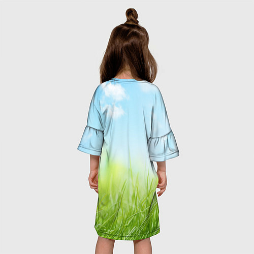 Детское платье Зелень и небо / 3D-принт – фото 4