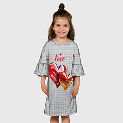 Платье клеш для девочки Love - сердечки, цвет: 3D-принт — фото 2