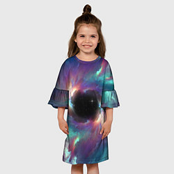 Платье клеш для девочки Разноцветное космическое завихрение, цвет: 3D-принт — фото 2