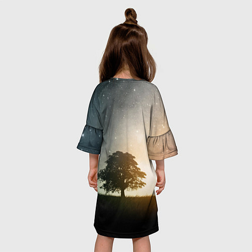 Детское платье Раскидистое дерево на фоне звёздного неба / 3D-принт – фото 4