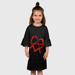 Платье клеш для девочки Сердце анархиста, цвет: 3D-принт — фото 2