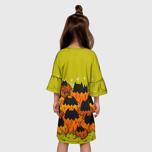 Детское платье Хэллоуин - коты в тыквах / 3D-принт – фото 4