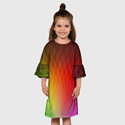 Платье клеш для девочки Радужные ромбы, цвет: 3D-принт — фото 2