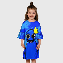 Платье клеш для девочки Радужные друзья: веселый Синий, цвет: 3D-принт — фото 2