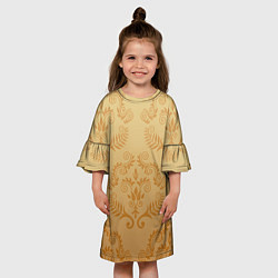 Платье клеш для девочки Золотые паттерны, цвет: 3D-принт — фото 2