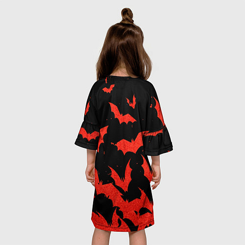 Детское платье Летучие мыши красные / 3D-принт – фото 4