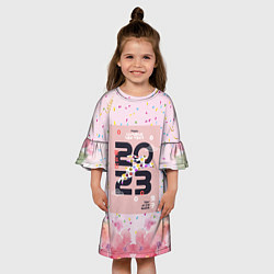 Платье клеш для девочки 2023 - цветочный фон, цвет: 3D-принт — фото 2